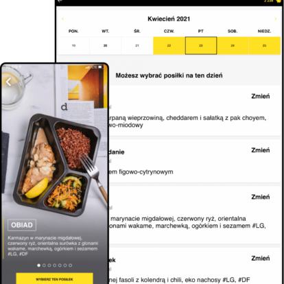 wygodna aplikacja mobilna catering dietetyczny, dieta pudełkowa z wyborem menu